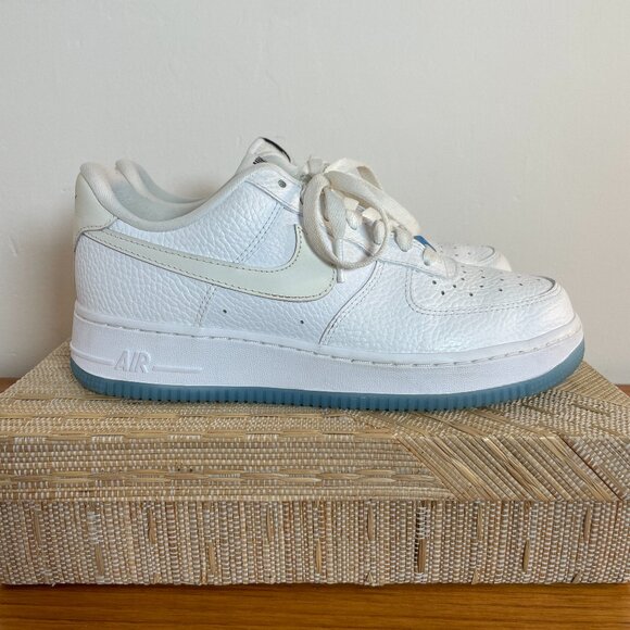 NIKE Air Force 1 White University Blue Ice Sole Woman's 7.5 - Picture 1 of 12
